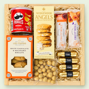 The Small Snacker’s Treat gift tray. Larger sizes include more treats and a wider variety of similar sweet and savoury products.