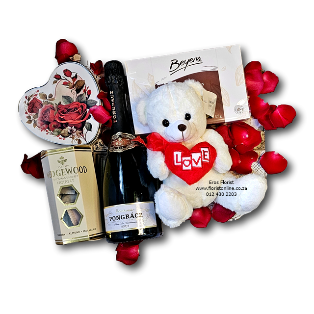 chocolate hamper with bubbly