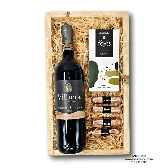 red wine and chocolate box