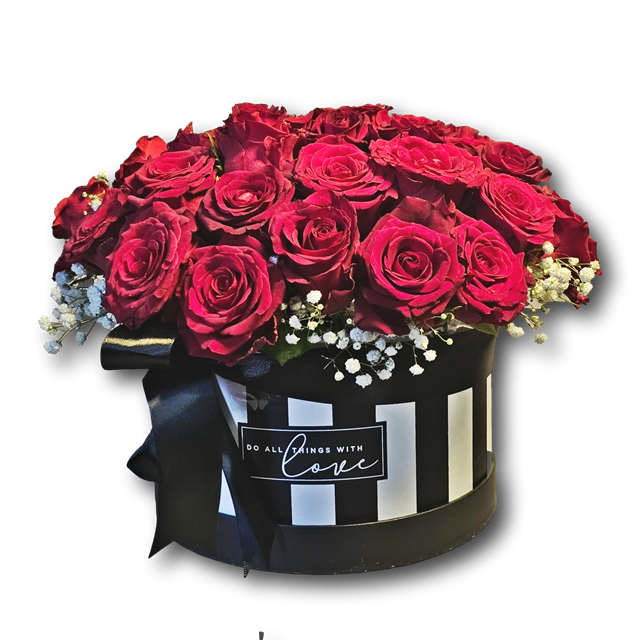 Do All Things in Love Roses in Hatbox
