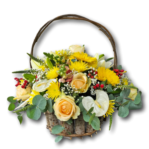 Yellow flower basket by Eros Florist
