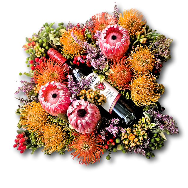 Protea, Pin Cushions & Wine Box
