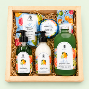 Discover our Botanical Bath & Body Crate, beautifully presented in a wooden gift crate and available in four signature fragrances. Includes bath salts, body wash, body cream, soap and a fragrance sachet. Same-day delivery is available in Pretoria.